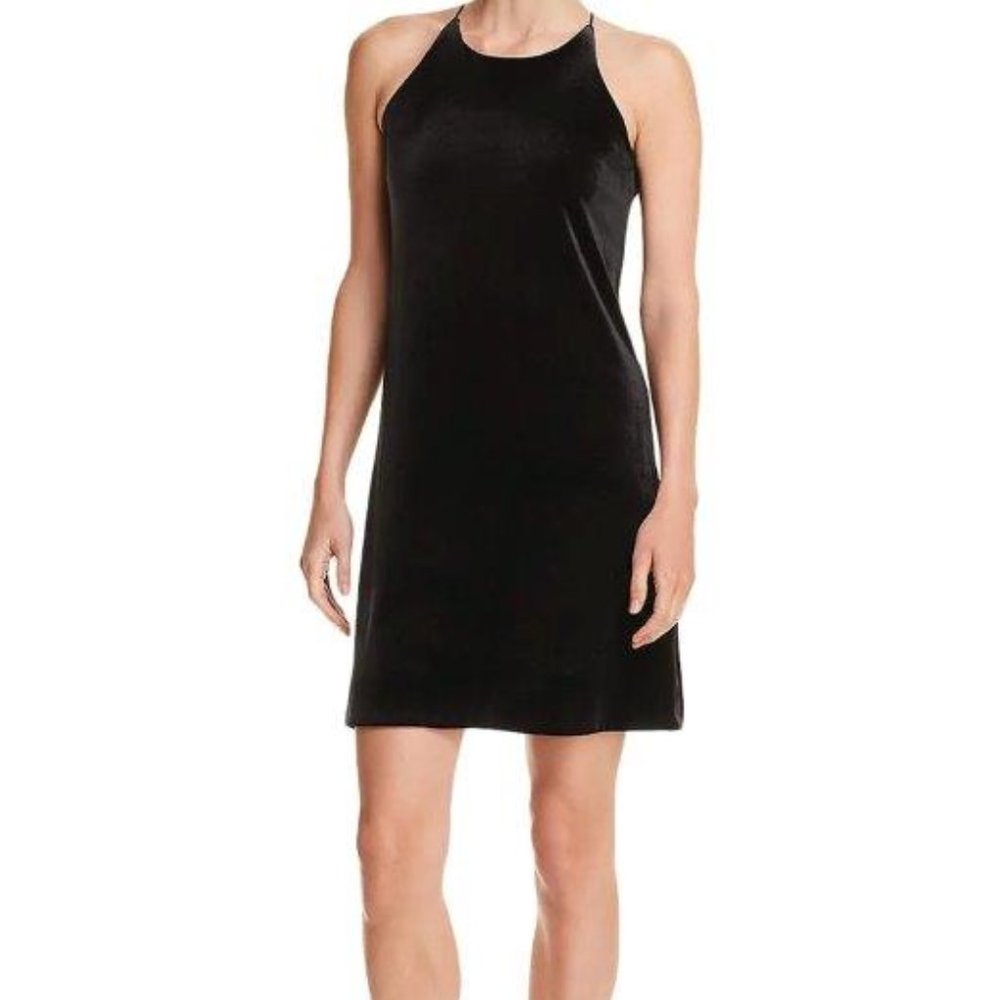 NWT Aqua Velvet Halter Shift Dress - M / Black
